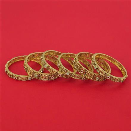 Antique 6 pc Classic Bangles with Matte Gold Plating
