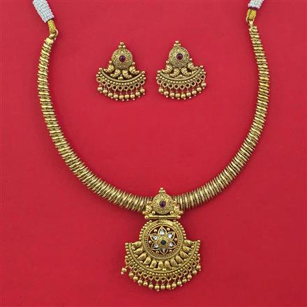 Antique Classic Necklace with Matte Gold Plating