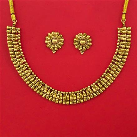 Antique Plain Gold Necklace with Matte Gold Plating