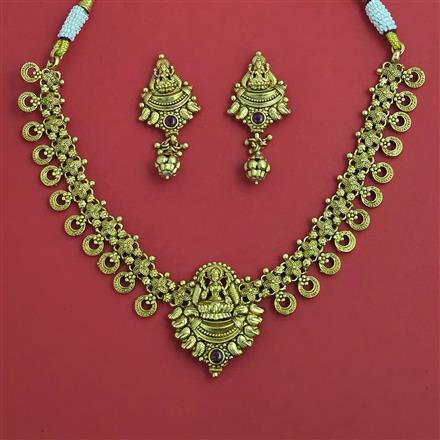 Antique Temple Necklace with Matte Gold Plating