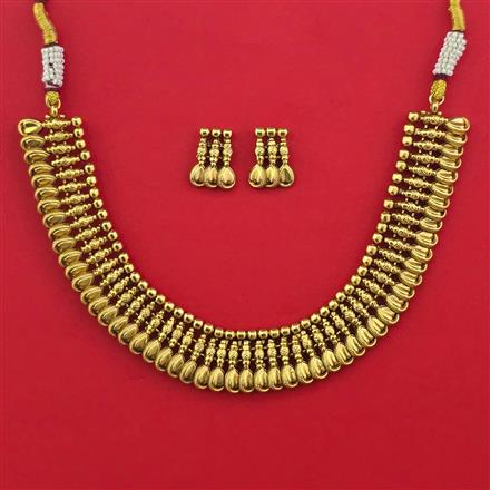 Antique Plain Gold Necklace with Matte Gold Plating