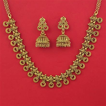 Antique Plain Gold Necklace with Matte Gold Plating