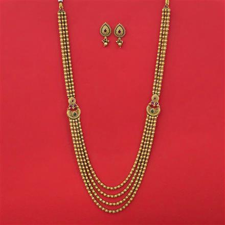 Antique Layered Necklace with Matte Gold Plating