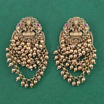 Antique Temple Earring with Matte Gold Plating