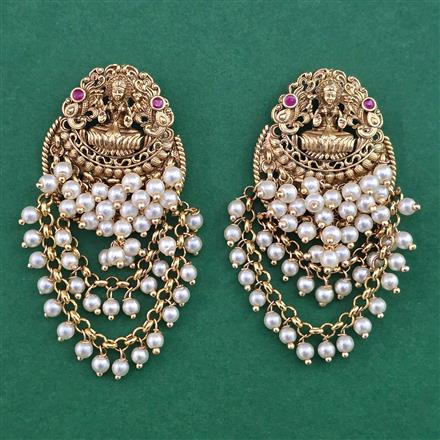 Antique Temple Earring with Matte Gold Plating
