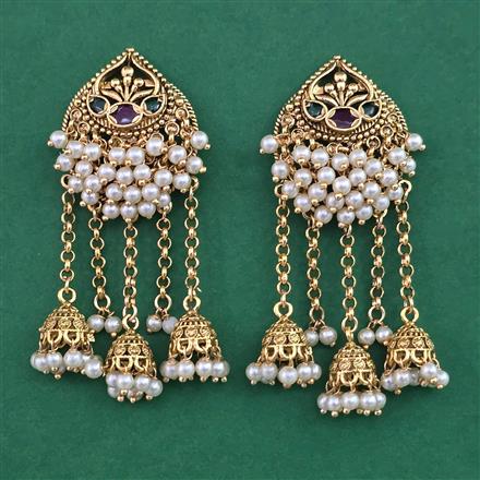 Antique Long Earring with Matte Gold Plating
