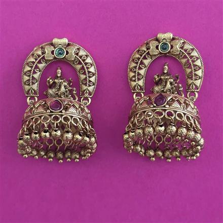 Antique Temple Earring with Matte Gold Plating