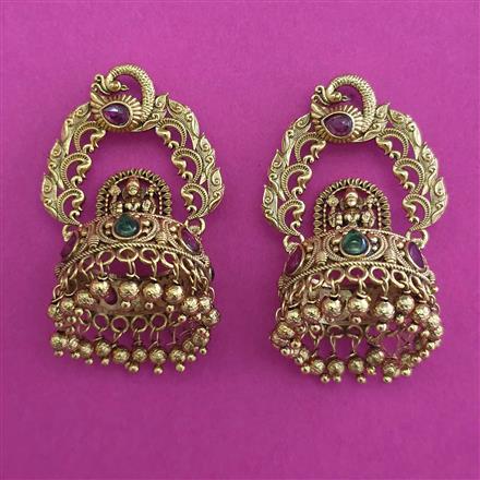 Antique Temple Earring with Matte Gold Plating
