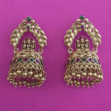 Antique Temple Earring with Matte Gold Plating