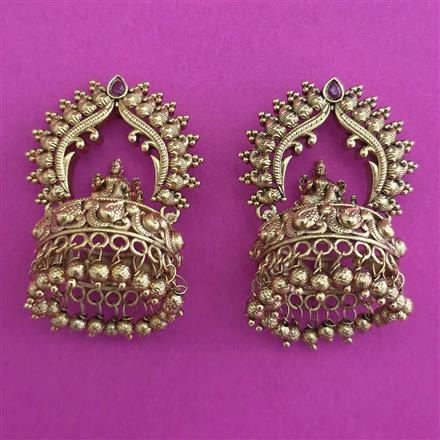 Antique Jhumki with Matte Gold Plating