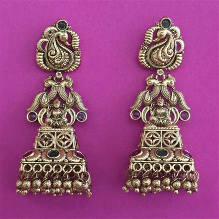 Antique Jhumki with Matte Gold Plating