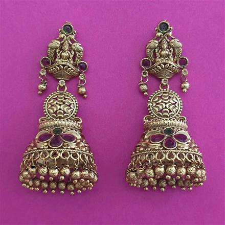 Antique Jhumki with Matte Gold Plating