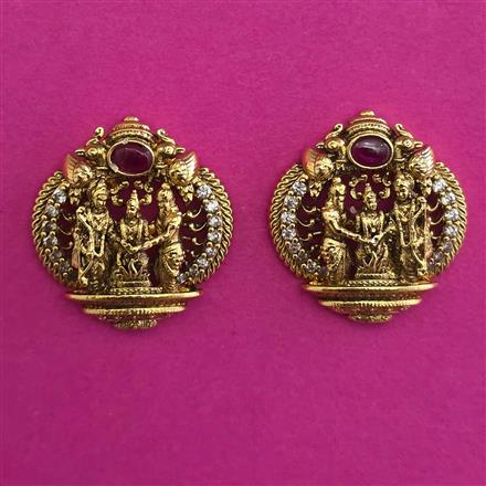Antique Temple Earring with Matte Gold Plating