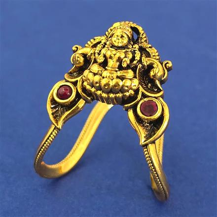 Antique Temple Ring with Matte Gold Plating
