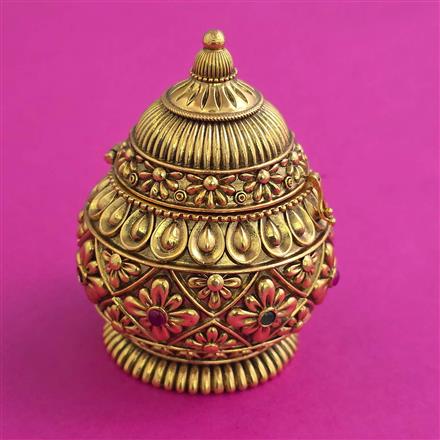 Antique Classic Sindoor Box with Matte Gold Plating