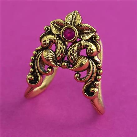 Antique Birds Ring with Matte Gold Plating