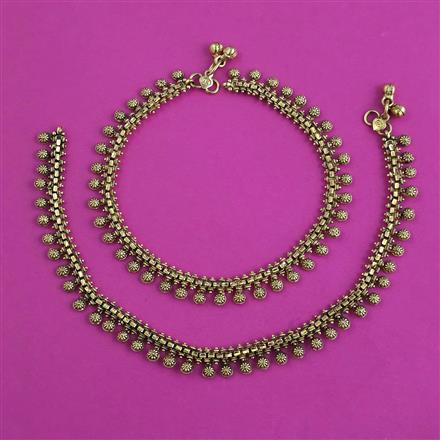 Antique Plain Gold Payal with Matte Gold Plating