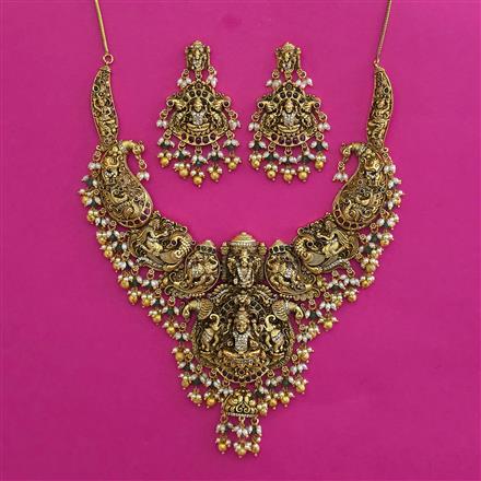 Antique Temple Necklace with Matte Gold Plating