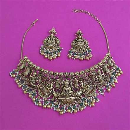 Antique Temple Necklace with Matte Gold Plating