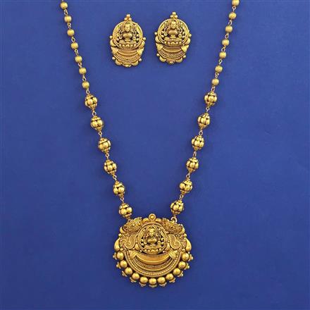Antique Plain Gold Pendant Set with Matte Gold Plating