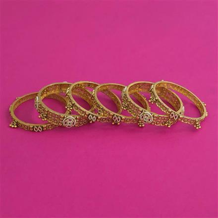 Antique 6 Pc Pearl Bangles with Matte Gold Plating