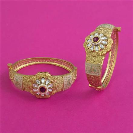 Antique 2 Pc Openable Bangles with Matte Gold Plating