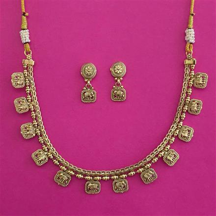 Antique Animal Necklace with Matte Gold Plating