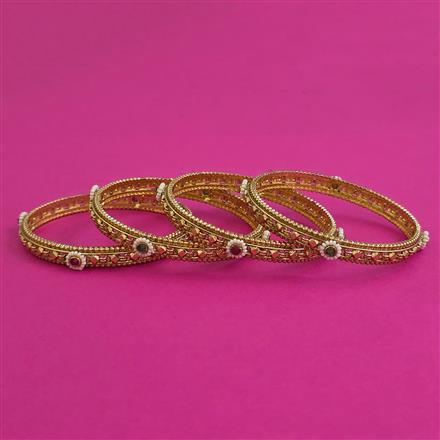 Antique 4 Pc Pearl Bangles with Gold Plating