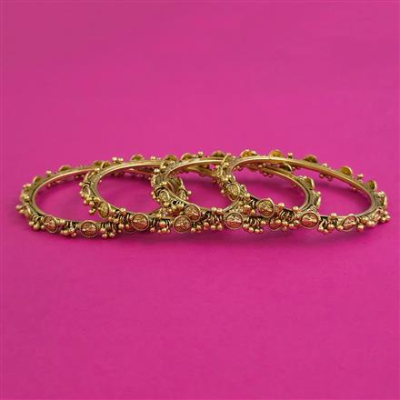 Antique Temple Bangles with Matte Gold Plating