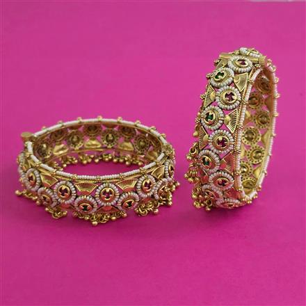 Antique Pearl Bangles with Matte Gold Plating