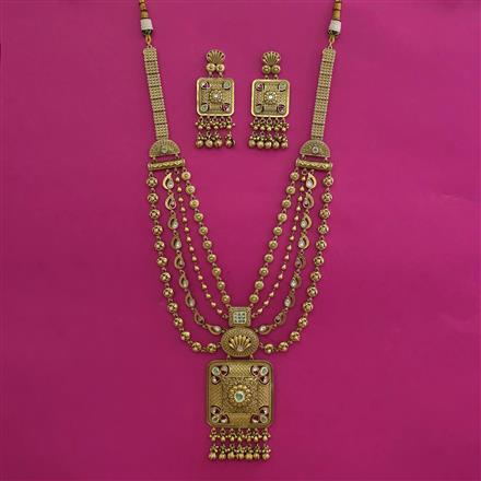 Antique Layered Necklace with Matte Gold Plating