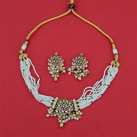 Antique Choker Necklace with Gold Plating