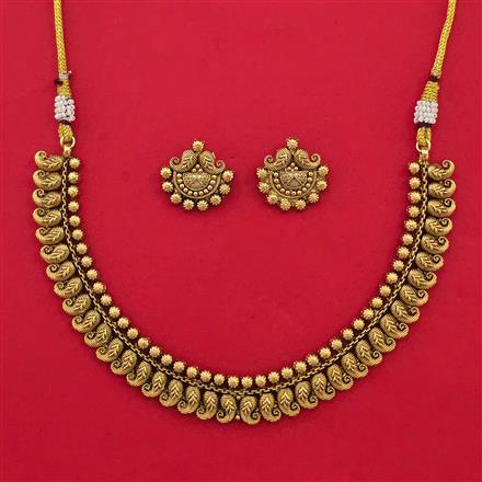 Antique Plain Gold Necklace with Matte Gold Plating