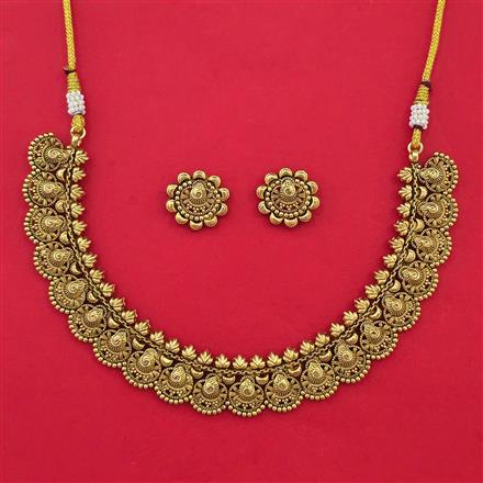 Antique Plain Gold Necklace with Matte Gold Plating