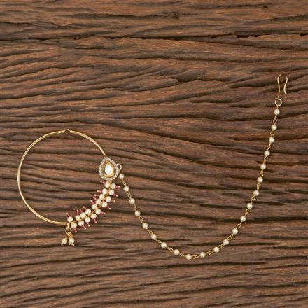 Kundan Pressing Nose Ring With Gold Plating