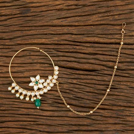 Kundan Pressing Nose Ring With Gold Plating
