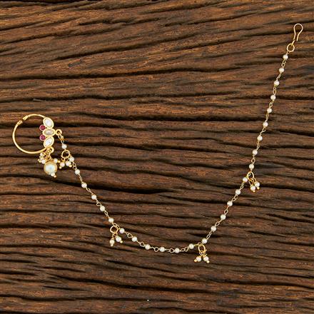 Kundan Pressing Nose Ring With Gold Plating