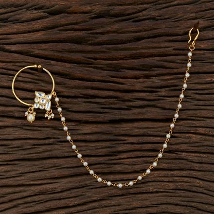Kundan Pressing Nose Ring With Gold Plating