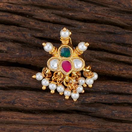Kundan Pressing Nose Ring With Gold Plating