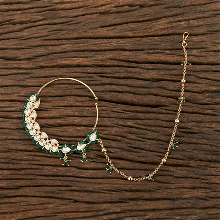 Kundan Pressing Nose Ring With Gold Plating