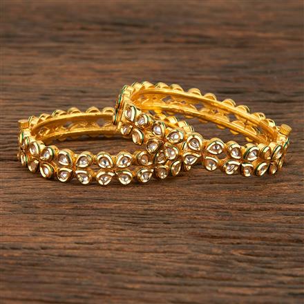 Kundan Openable Bangles With Gold Plating