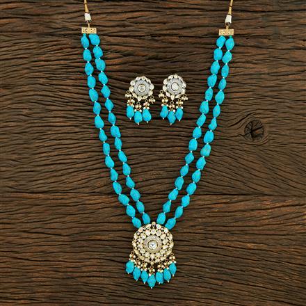 Kundan Beads Pendant Set With 2 Tone Plating