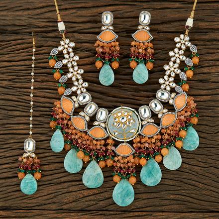 Kundan Designer Necklace With 2 Tone Plating
