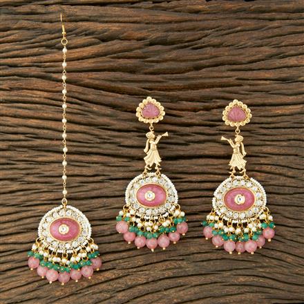 Kundan Designer Earring Tikka With Gold Plating