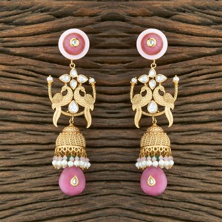 Kundan Designer Earring With Matte Gold Plating