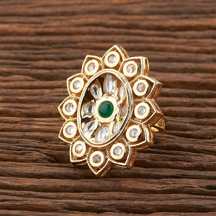 Kundan Adjustable Ring With Gold Plating