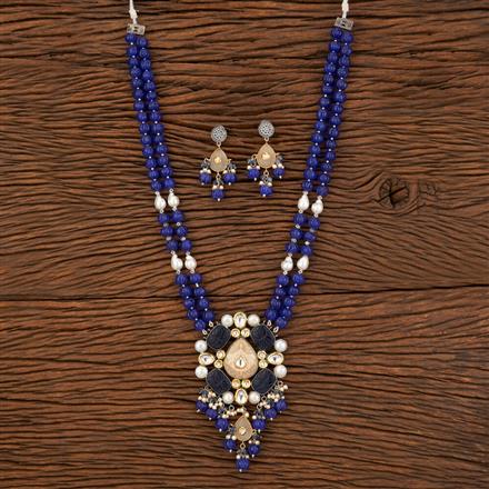 Kundan Monalisa Stone Pendant Set With 2 Tone Plating