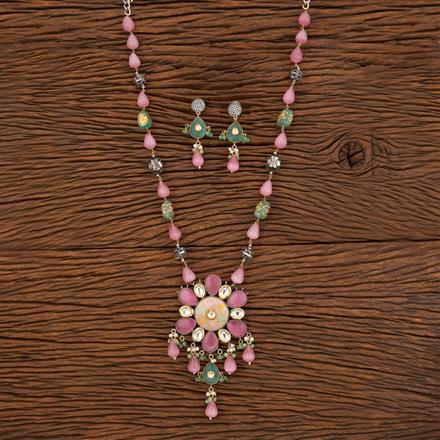 Kundan Meenakari Pendant Set With 2 Tone Plating