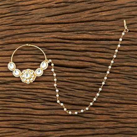 Kundan Pressing Nose Ring With Gold Plating