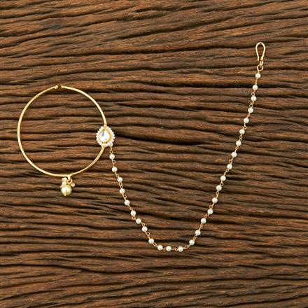 Kundan Pressing Nose Ring With Gold Plating